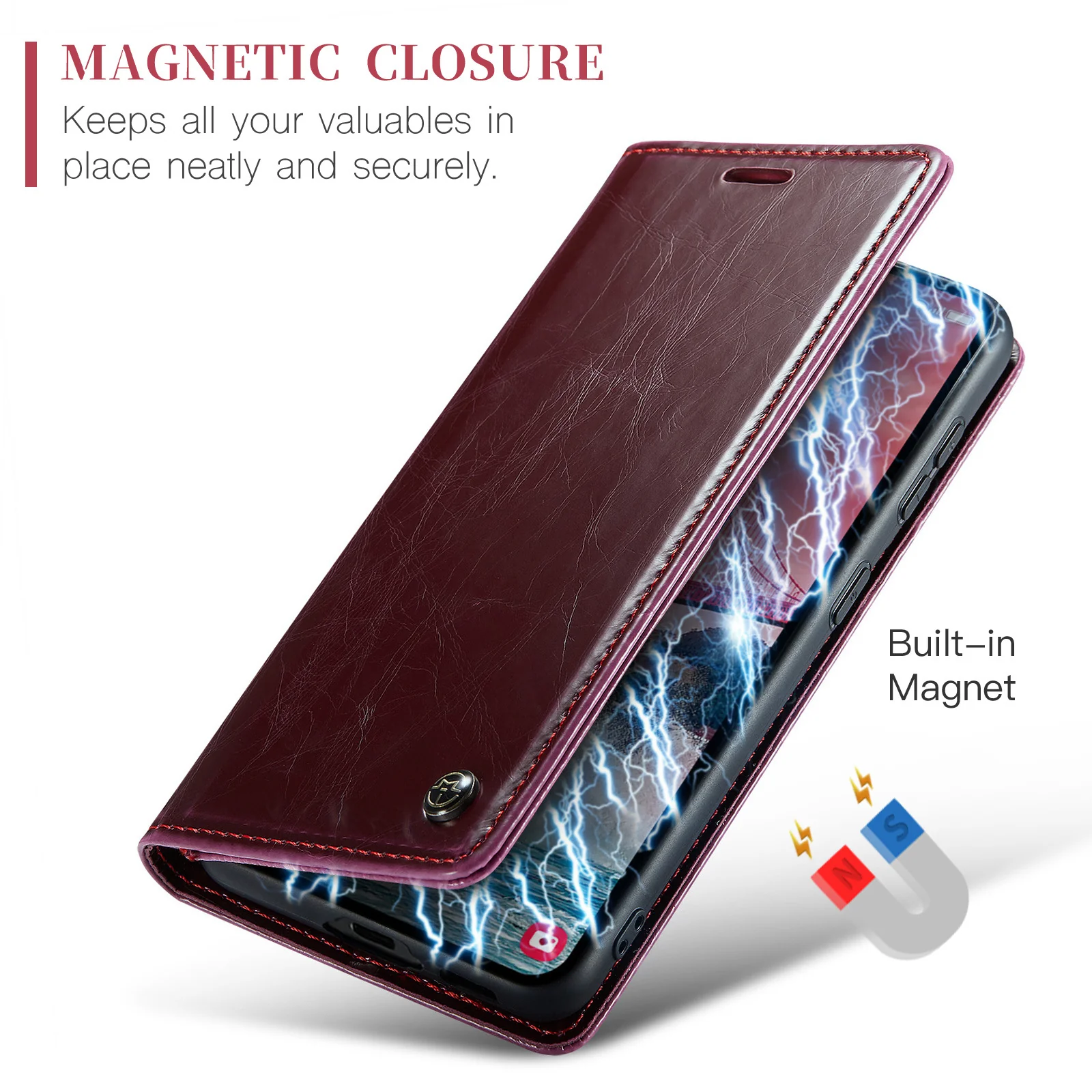 [With Card Slot] Samsung Galaxy A55 5G (A556) - Magnetic Flip PU Leather Wallet Series Stand Case - Image 8