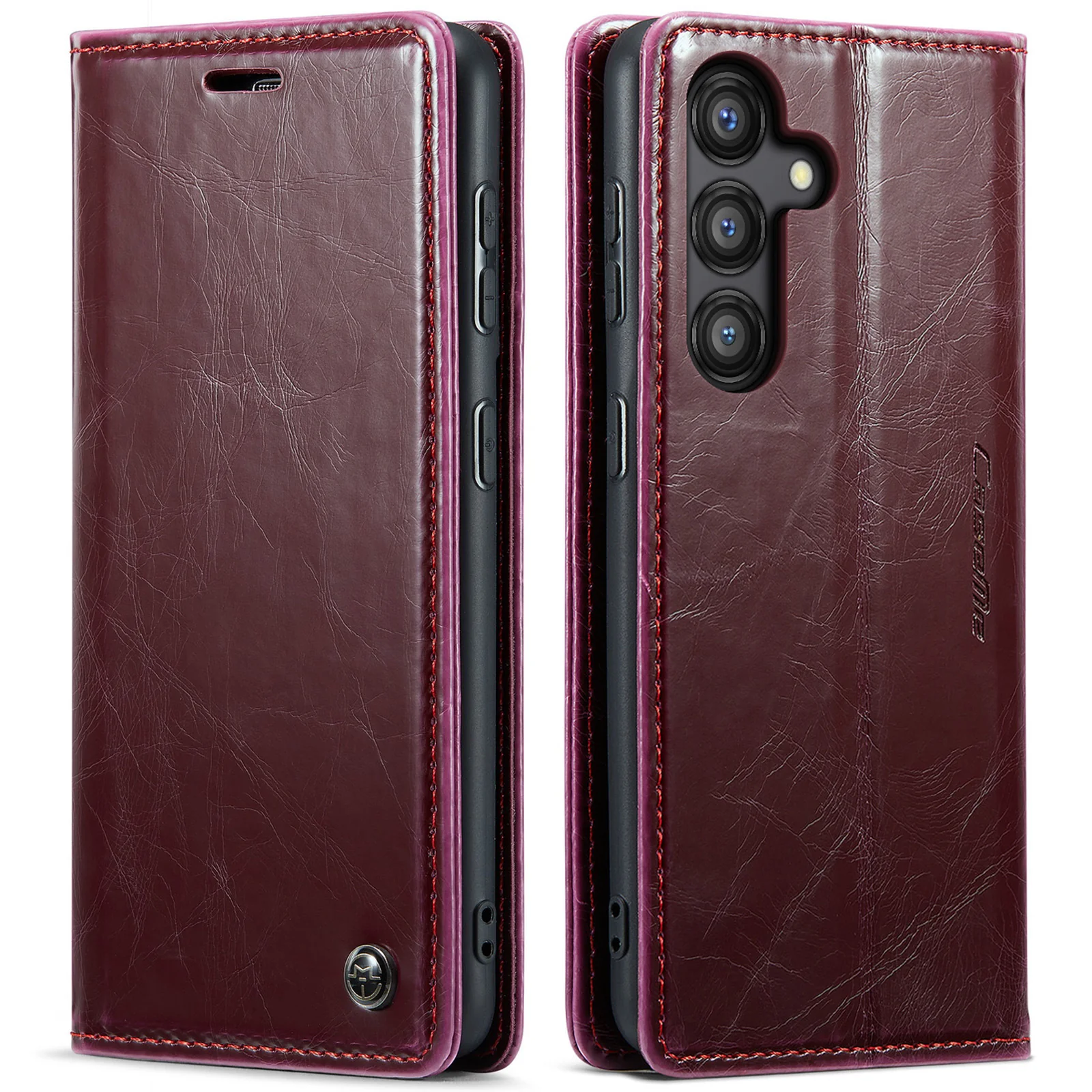 [With Card Slot] Samsung Galaxy A55 5G (A556) - Magnetic Flip PU Leather Wallet Series Stand Case - Image 2