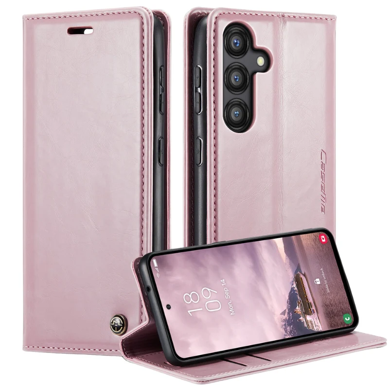[With Card Slot] Samsung Galaxy A55 5G (A556) - Magnetic Flip PU Leather Wallet Series Stand Case - Image 3