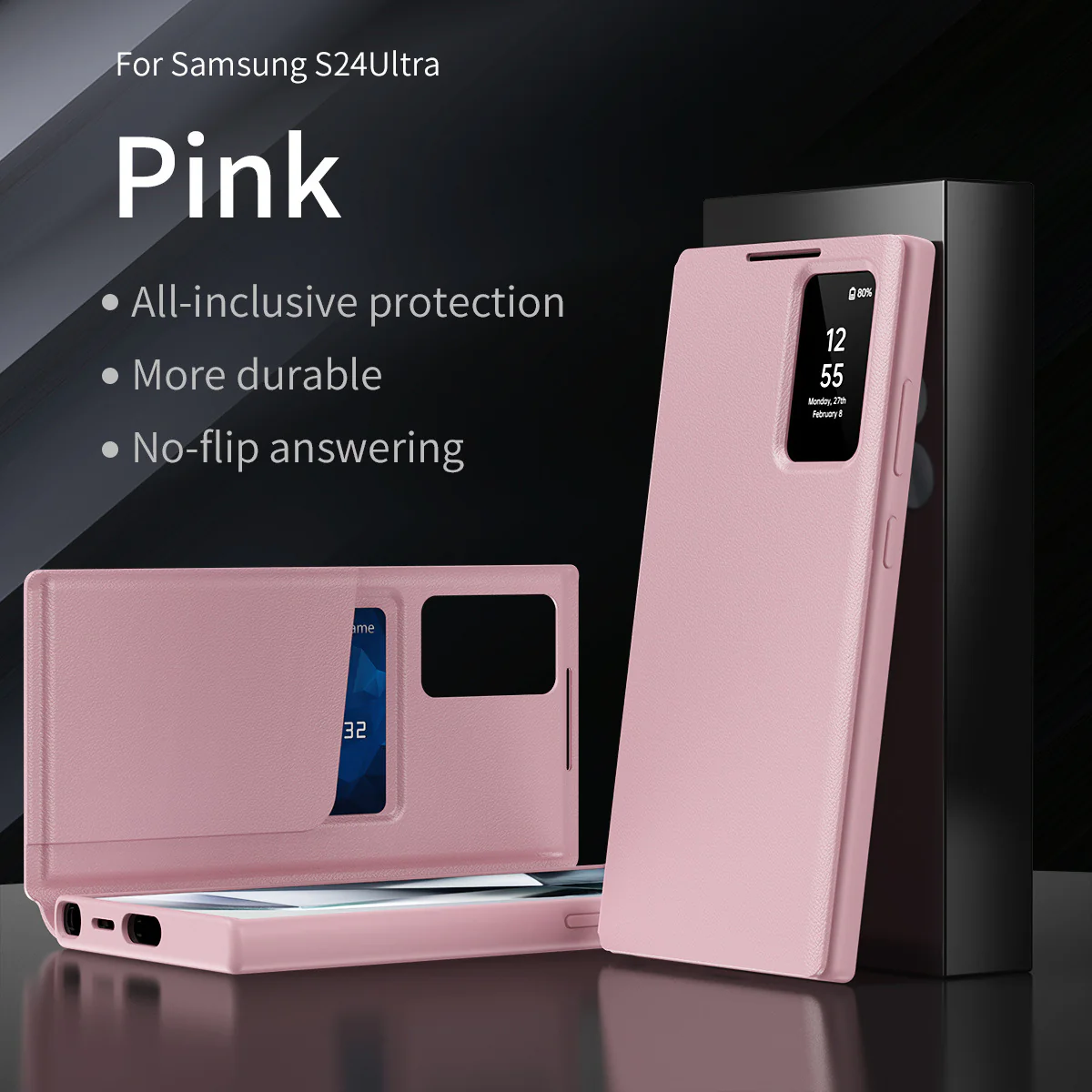 [With Card Slot] Samsung Galaxy S26/Plus/Ultra - Smart Window Allows Answering Calls Without Opening the Cover Leather Case - Image 3