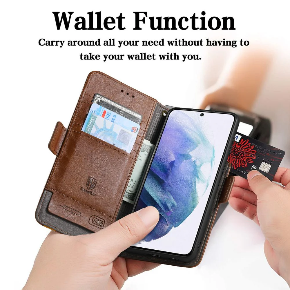 [With Card Slot] Samsung Galaxy S21/Plus/Ultra/FE - Drop Proof PU Leather Wallet Series Stand Case - Image 4