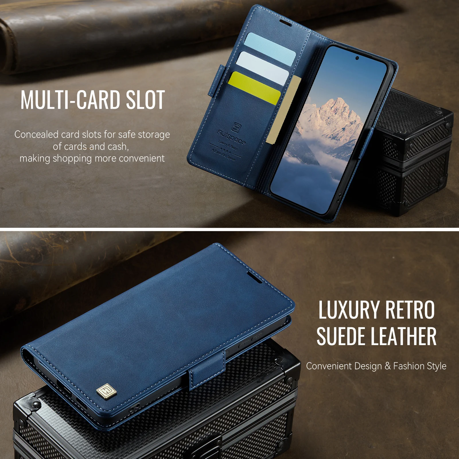 [With Card Slot] Samsung Galaxy S21/Plus/Ultra/FE - Premium Leather Shockprppf Flip Case - Image 11