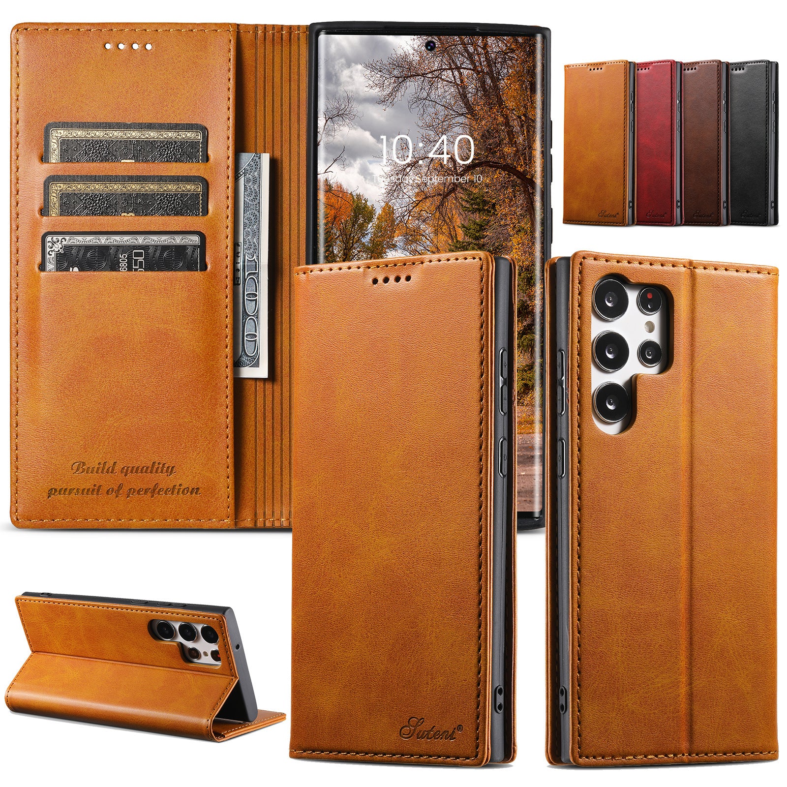 [With Card Slot] Samsung Galaxy S23/Plus/Ultra Premium Leather Flip Shockproof Wallet Series Case - Image 5