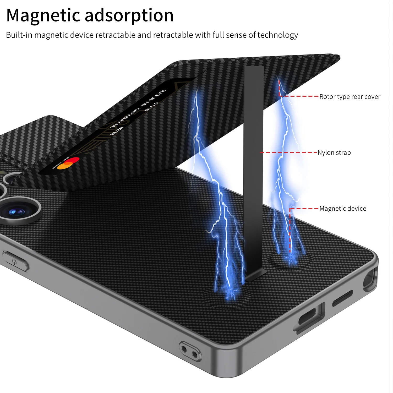 [With Card Slot] Samsung Galaxy S23 Ultra (SM-S918) - Full Cover Magnetic Card Holder Stand Case - Image 10