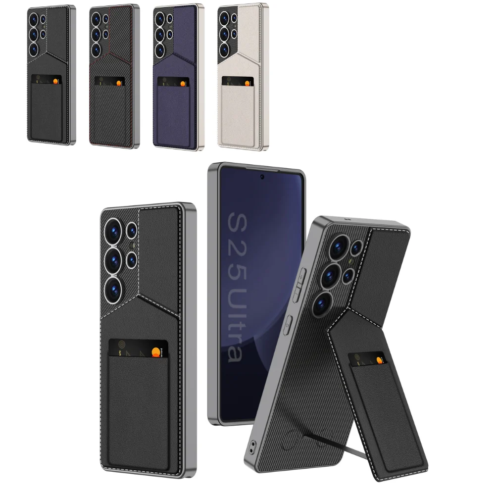 [With Card Slot] Samsung Galaxy S23 Ultra (SM-S918) - Full Cover Magnetic Card Holder Stand Case - Image 3