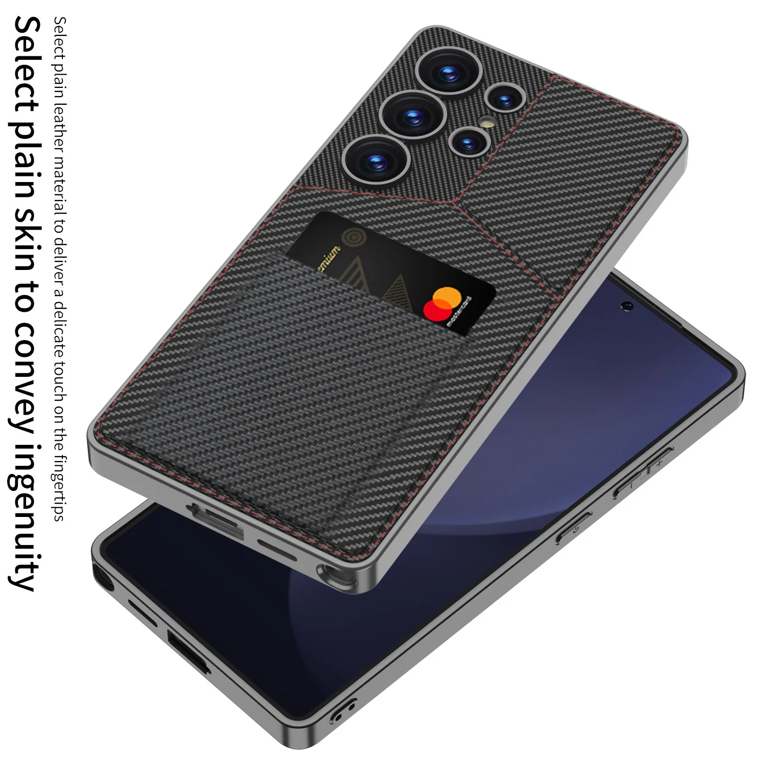 [With Card Slot] Samsung Galaxy S23 Ultra (SM-S918) - Full Cover Magnetic Card Holder Stand Case - Image 8