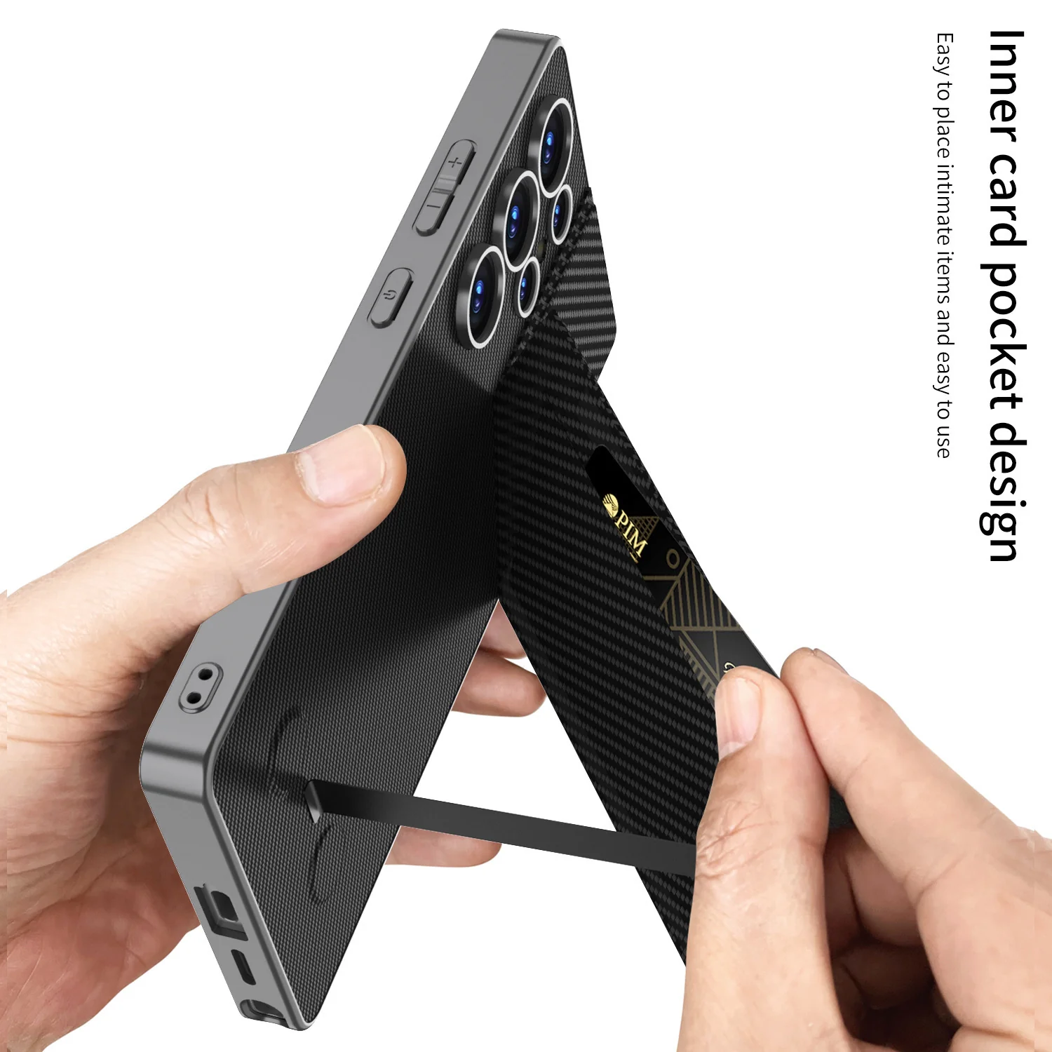 [With Card Slot] Samsung Galaxy S23 Ultra (SM-S918) - Full Cover Magnetic Card Holder Stand Case - Image 9