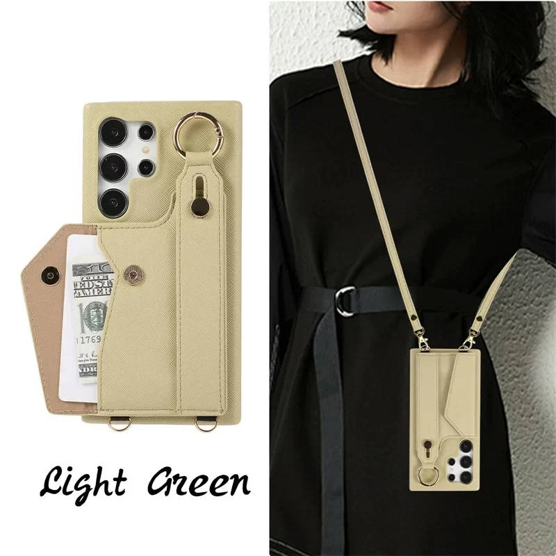 [With Card Slot] Samsung Galaxy S24(SM-S921)/Plus(SM-S926)/Ultra(SM-S928) - PC Synthetic Leather Wallet Series Case With Wristband & Strap - Image 10