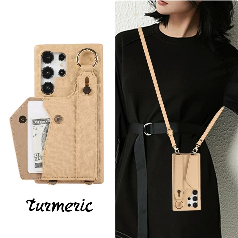 [With Card Slot] Samsung Galaxy S24(SM-S921)/Plus(SM-S926)/Ultra(SM-S928) - PC Synthetic Leather Wallet Series Case With Wristband & Strap - Image 8