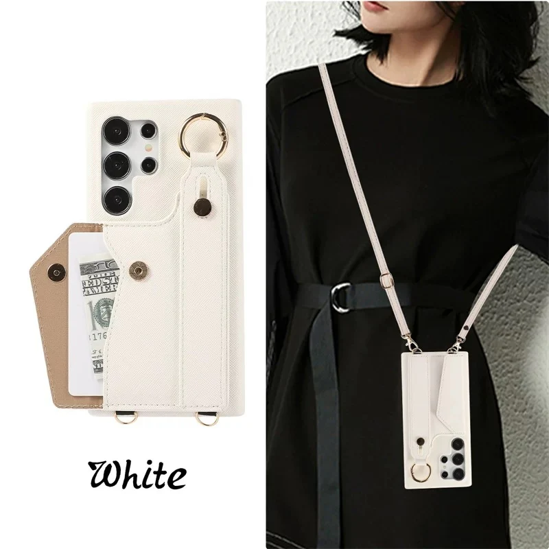 [With Card Slot] Samsung Galaxy S24(SM-S921)/Plus(SM-S926)/Ultra(SM-S928) - PC Synthetic Leather Wallet Series Case With Wristband & Strap - Image 9