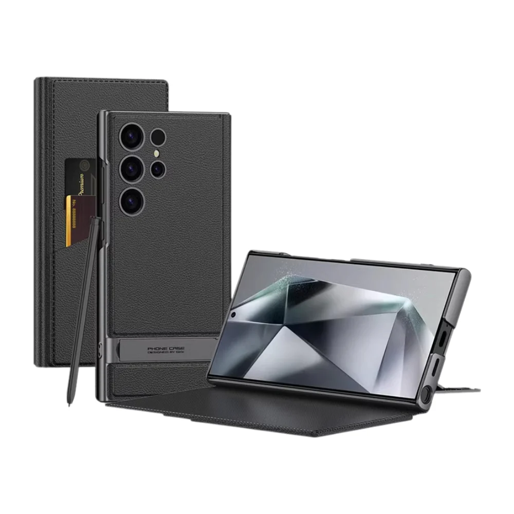 [With Card Slot] Samsung Galaxy S24 Ultra(SM-S928) - Folding Stand Card Holder Phone Case - Image 3