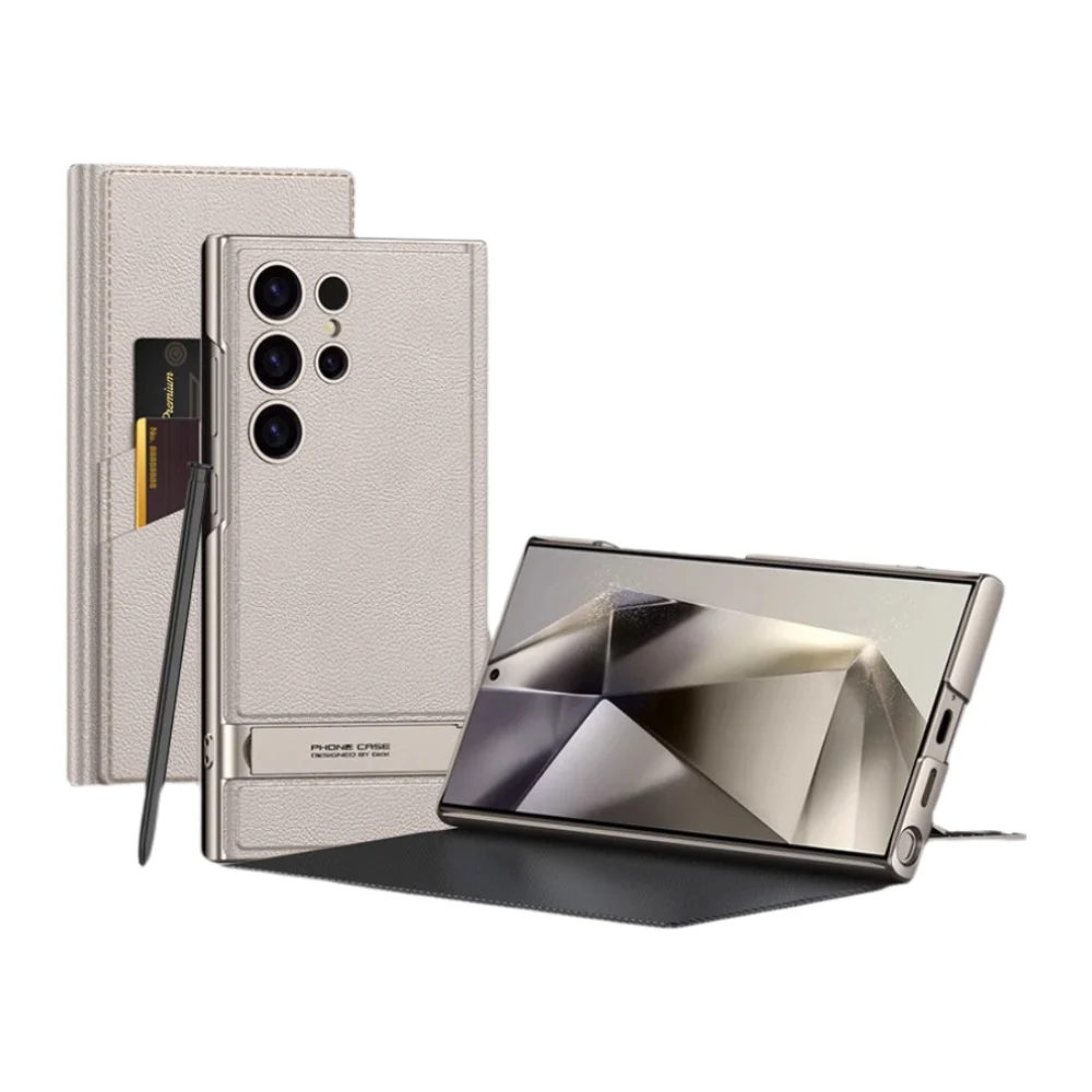 [With Card Slot] Samsung Galaxy S24 Ultra(SM-S928) - Folding Stand Card Holder Phone Case - Image 4