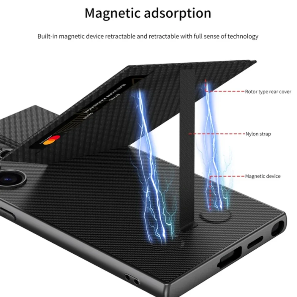 [With Card Slot] Samsung Galaxy S24 Ultra(SM-S928) - PU Leather Magnetic Adsorption Wireless Charging Cover - Image 9