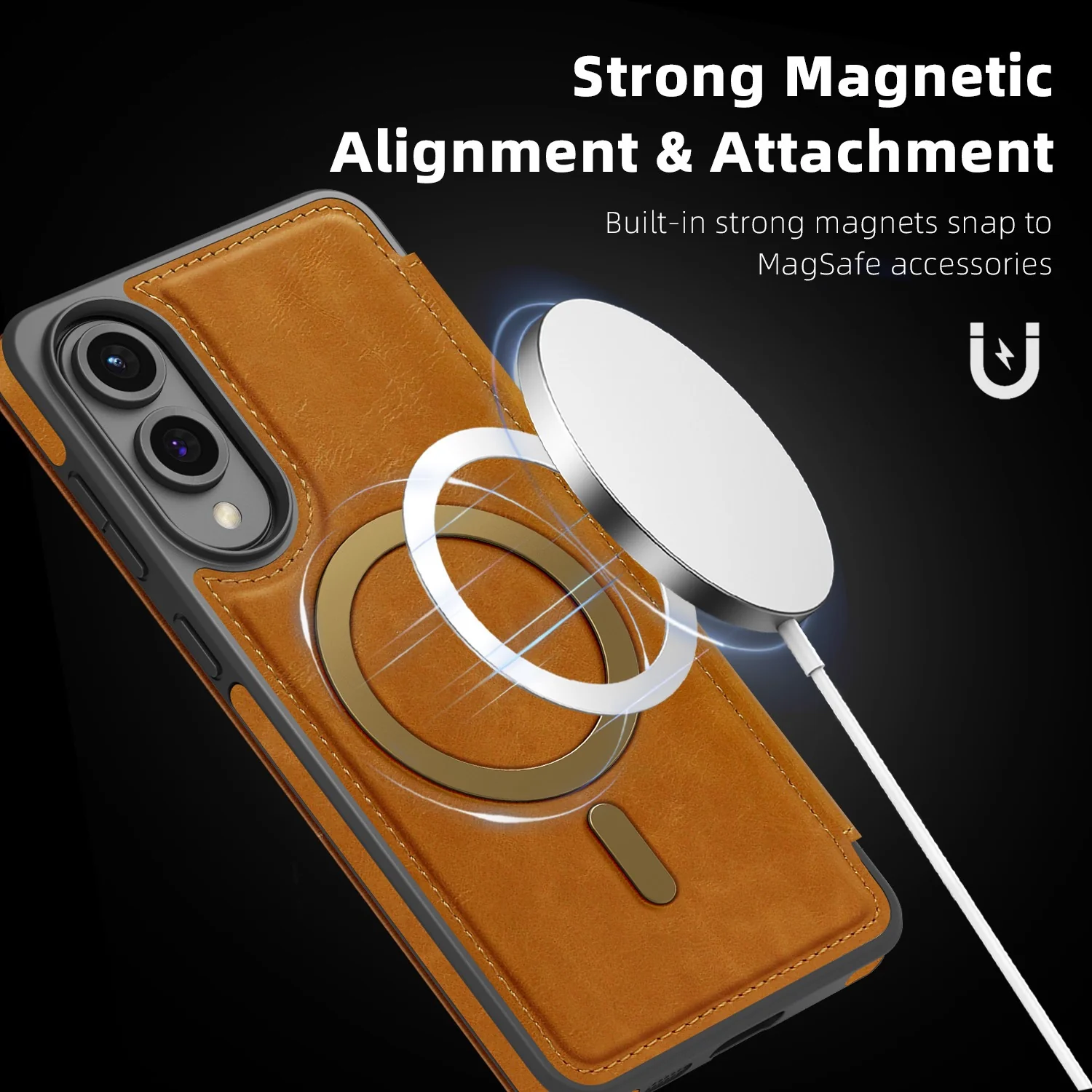 [With Card Slot] Samsung Galaxy S25 Edge (SM-S937) - Business Leather Flip Magnetic Case - Image 11
