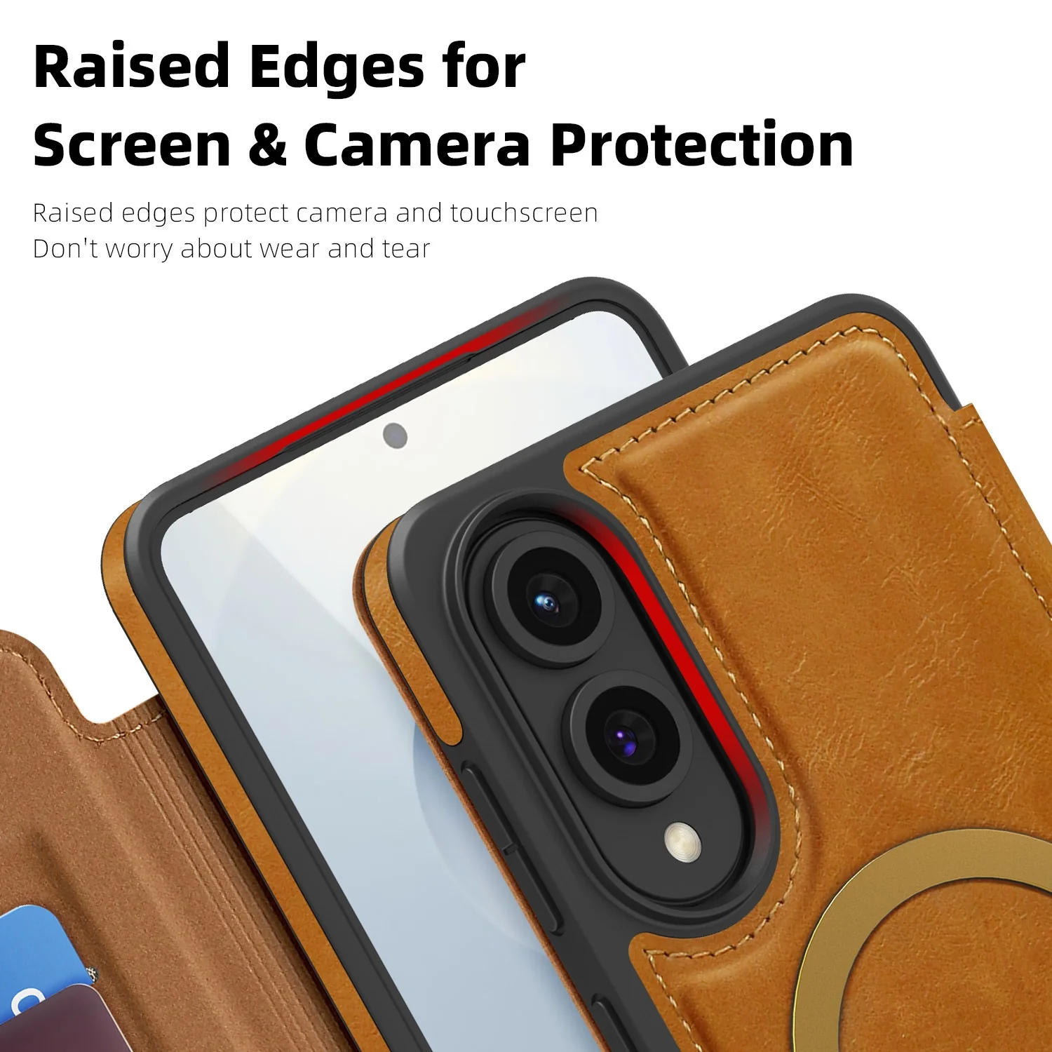 [With Card Slot] Samsung Galaxy S25 Edge (SM-S937) - Business Leather Flip Magnetic Case - Image 12