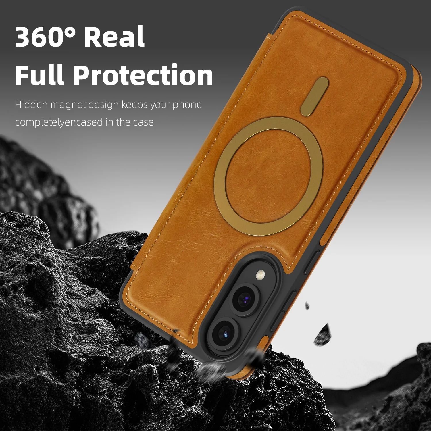 [With Card Slot] Samsung Galaxy S25 Edge (SM-S937) - Business Leather Flip Magnetic Case - Image 14