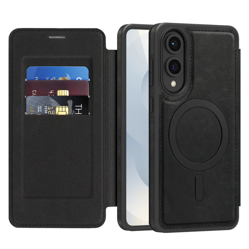 [With Card Slot] Samsung Galaxy S25 Edge (SM-S937) - Business Leather Flip Magnetic Case - Image 3