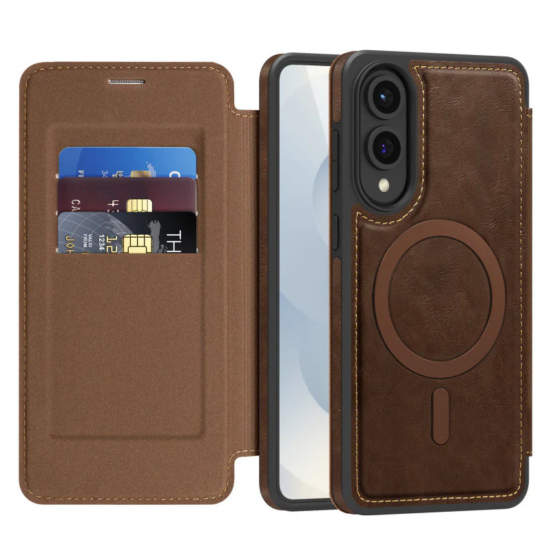 [With Card Slot] Samsung Galaxy S25 Edge (SM-S937) - Business Leather Flip Magnetic Case - Image 5