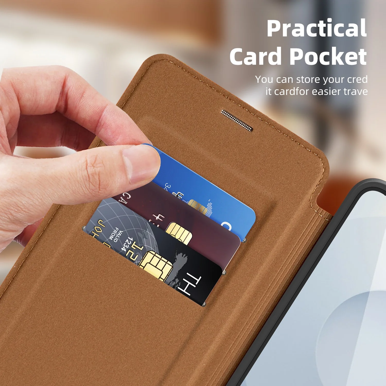 [With Card Slot] Samsung Galaxy S25 Edge (SM-S937) - Business Leather Flip Magnetic Case - Image 9