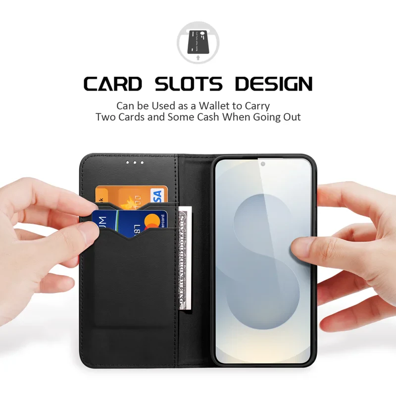 [With Card Slot] Samsung Galaxy S25 Edge (SM-S937) Multi-functional Genuine Leather Flip Cover Case - Image 4