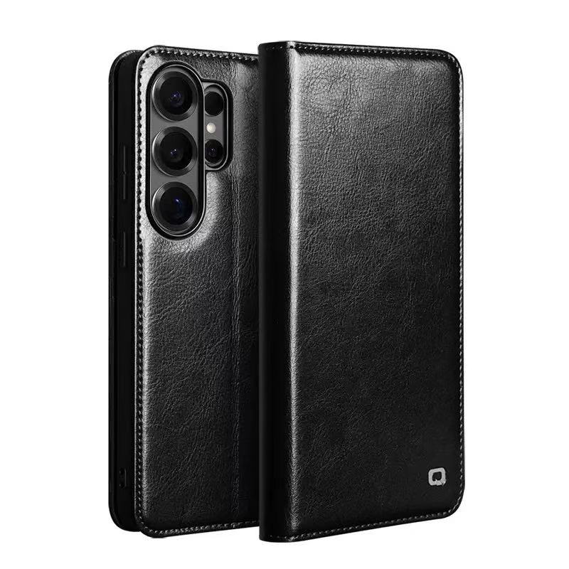 [With Card Slot] Samsung Galaxy S26/Plus/Ultra - Genuine Leather Flip Stand Wallet Series Case