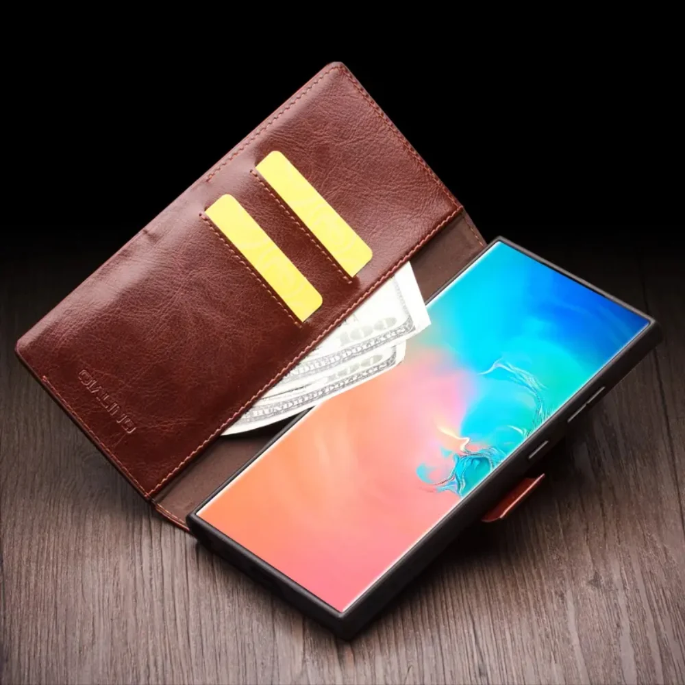 [With Card Slot] Samsung Galaxy S25/Plus/Ultra - Genuine Leather Flip Stand Wallet Series Case - Image 3