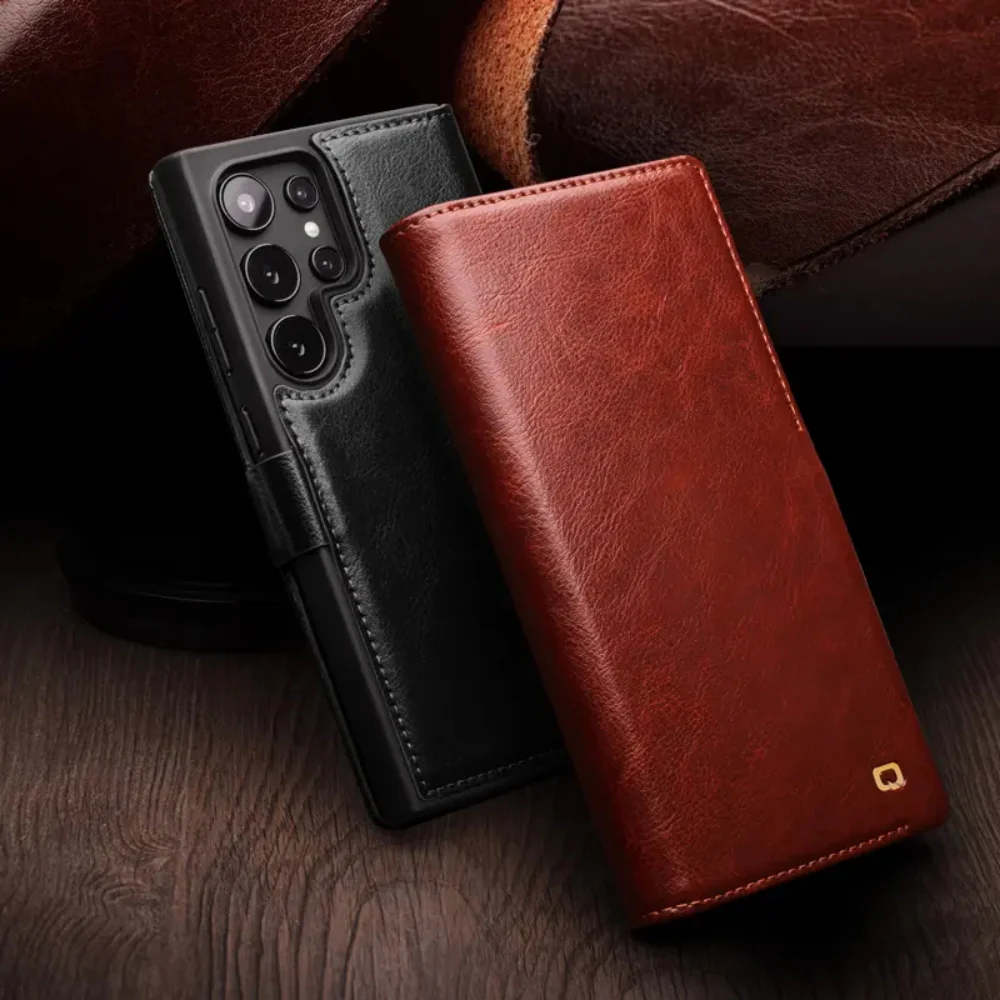 [With Card Slot] Samsung Galaxy S25/Plus/Ultra - Genuine Leather Flip Stand Wallet Series Case - Image 5