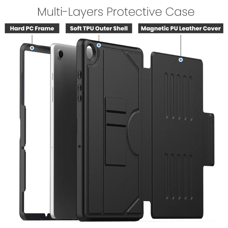 [With Card Slot] Samsung Galaxy Tab A9 Plus 11" 2023 (SM-X210 / X215 / X216) - Business Magnetic PU Leather Cover Case - Image 7