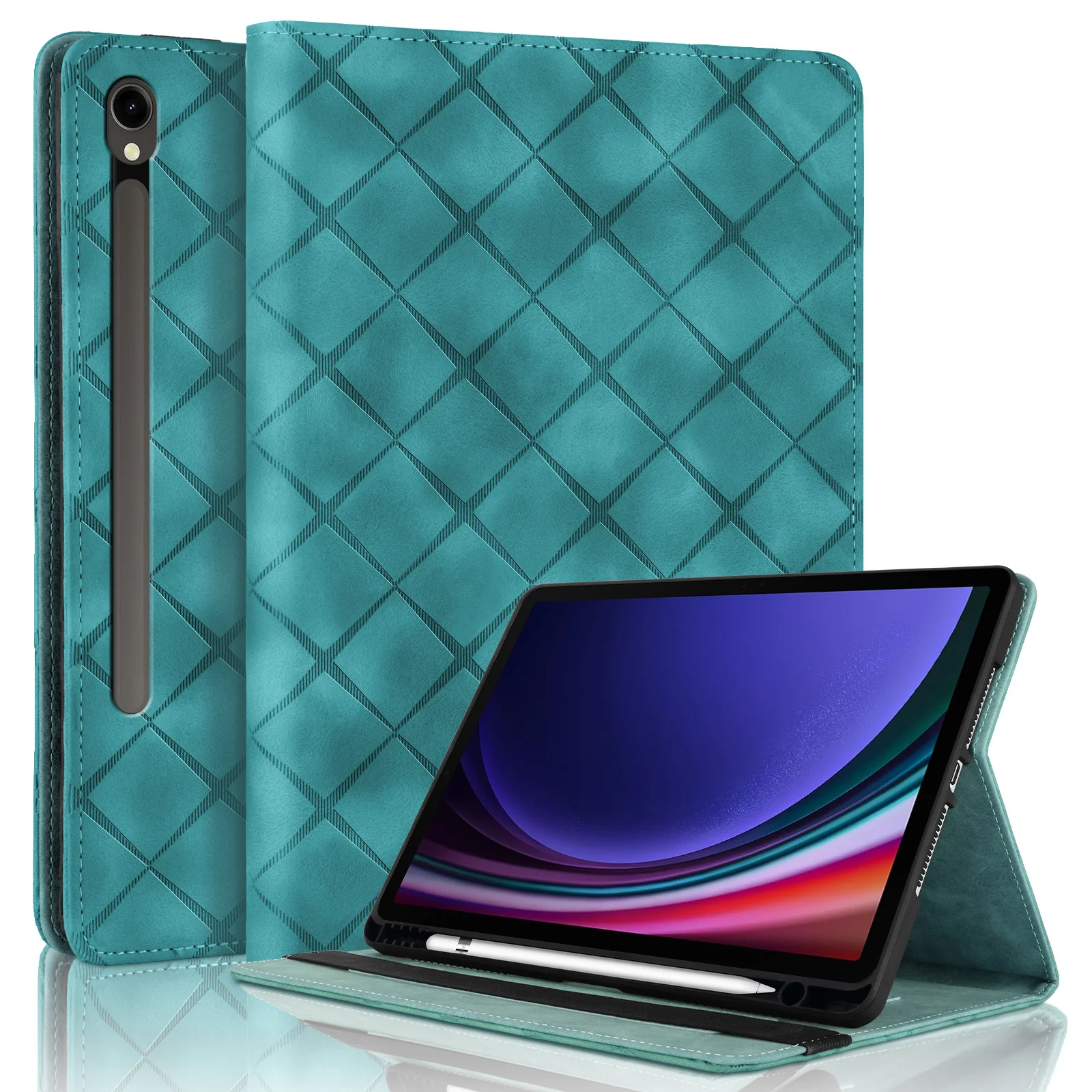 [With Card Slot] Samsung Galaxy Tab S10 FE Plus (2025) 13.1" - Diamond Pattern Leather Shockproof Case - Image 11