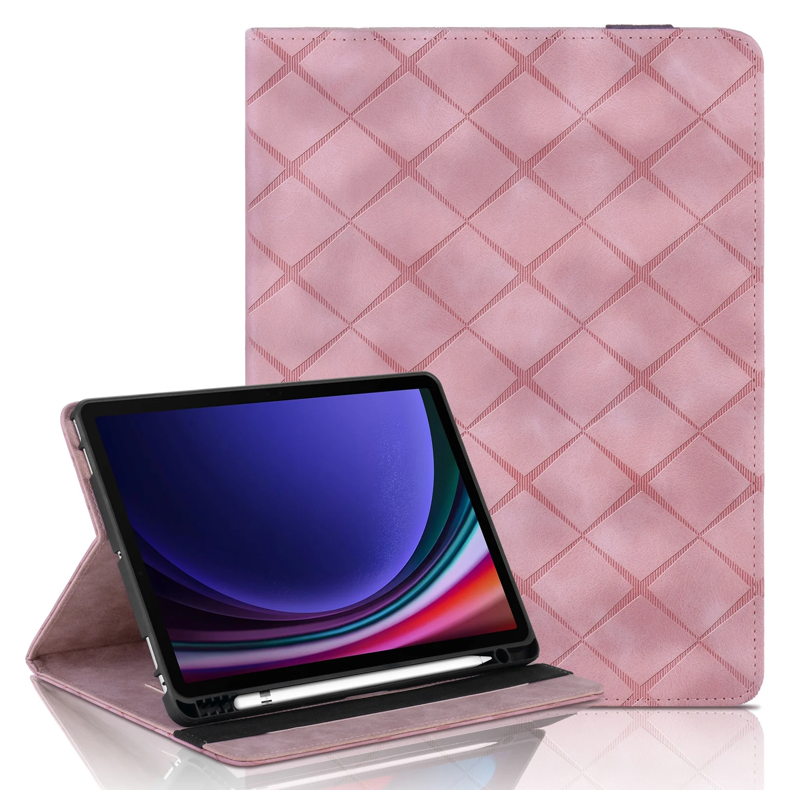 [With Card Slot] Samsung Galaxy Tab S10 FE Plus (2025) 13.1" - Diamond Pattern Leather Shockproof Case - Image 15
