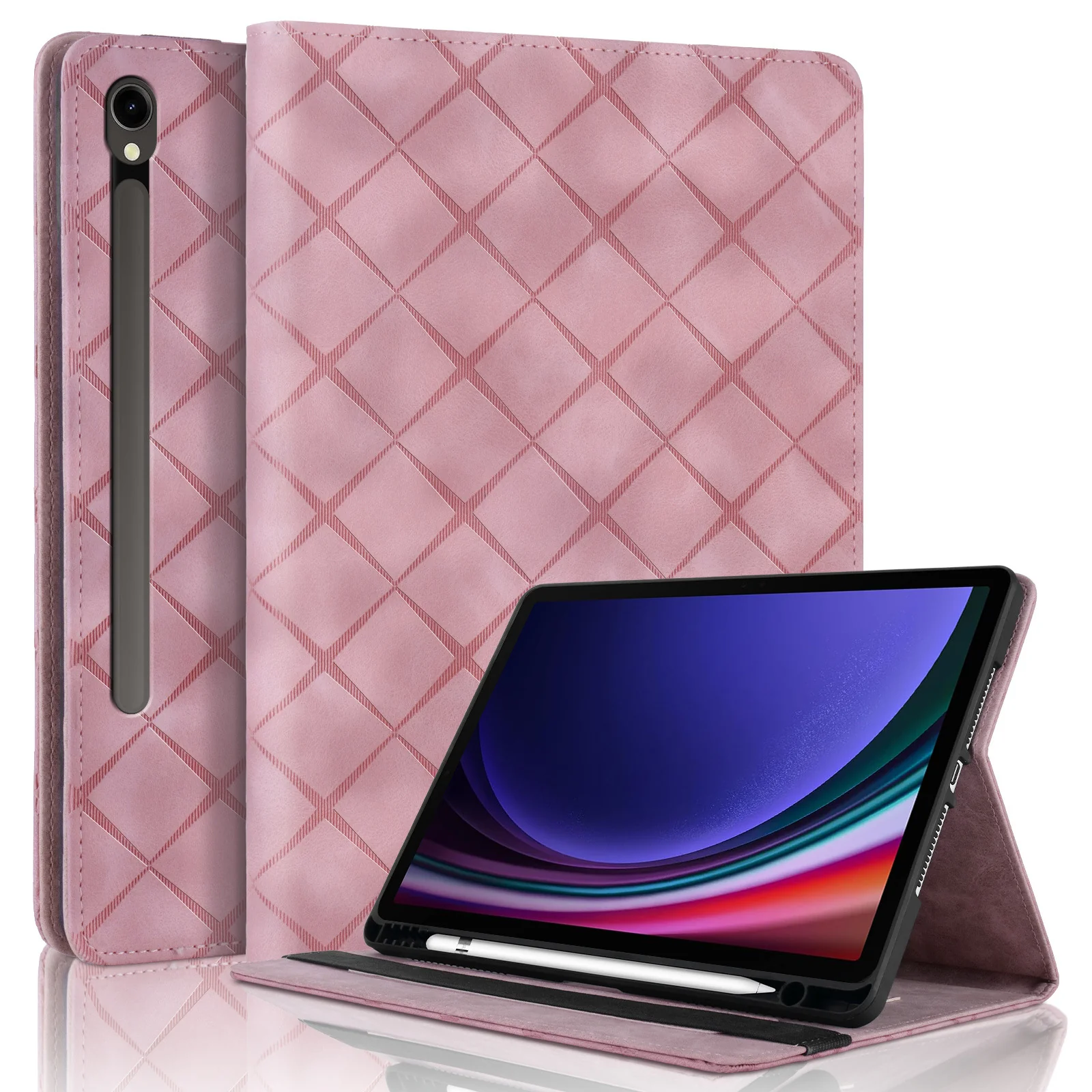 [With Card Slot] Samsung Galaxy Tab S10 FE Plus (2025) 13.1" - Diamond Pattern Leather Shockproof Case - Image 2