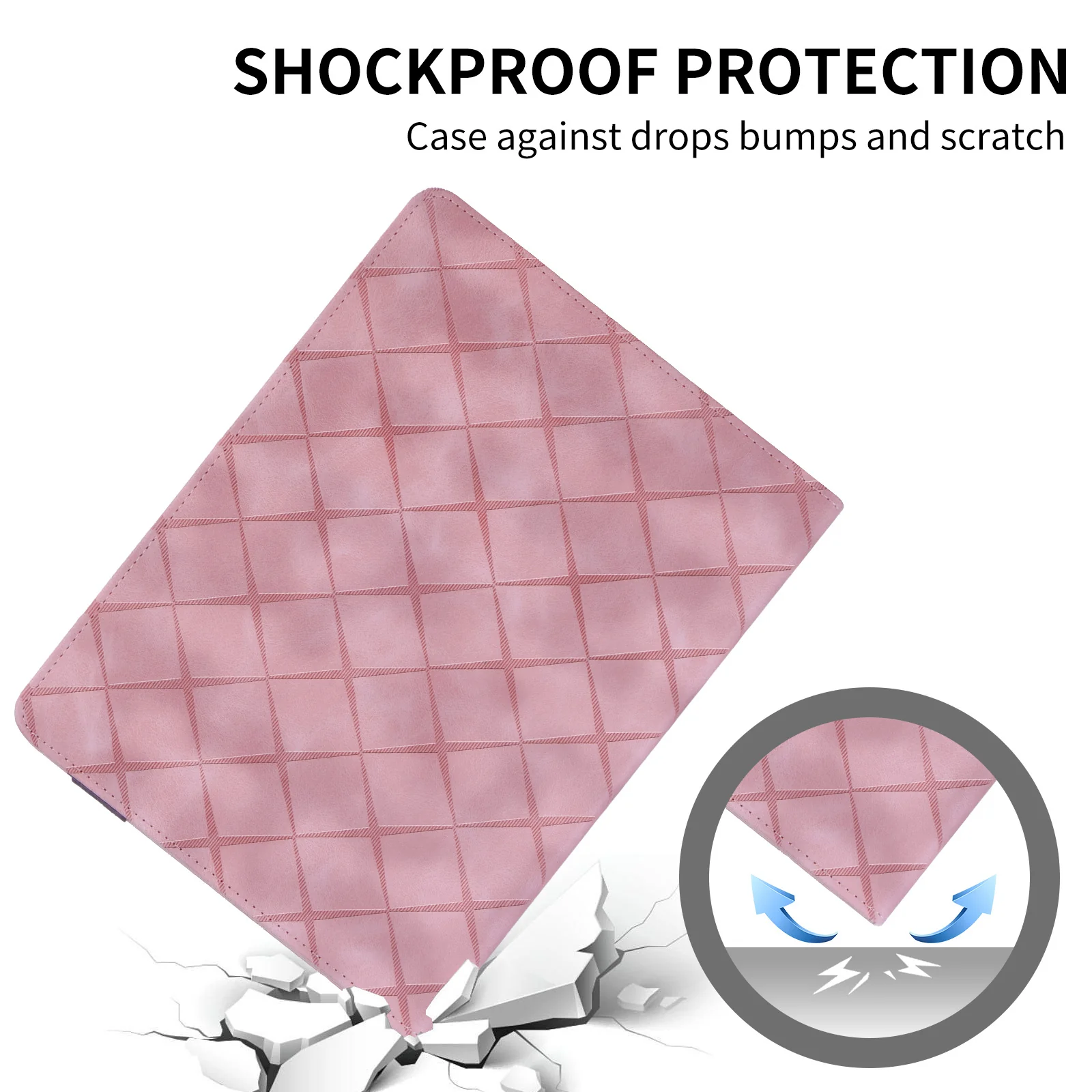 [With Card Slot] Samsung Galaxy Tab S10 FE Plus (2025) 13.1" - Diamond Pattern Leather Shockproof Case - Image 4