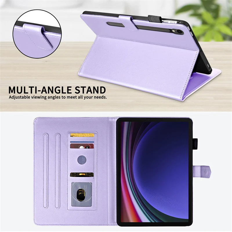 [With Card Slot] Samsung Galaxy Tab S9 Plus/S9 FE Plus 12.4" - Soft Leather Flip Cover With Clasp Case - Image 4