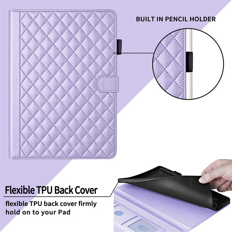 [With Card Slot] Samsung Galaxy Tab S9 Plus/S9 FE Plus 12.4" - Soft Leather Flip Cover With Clasp Case - Image 3