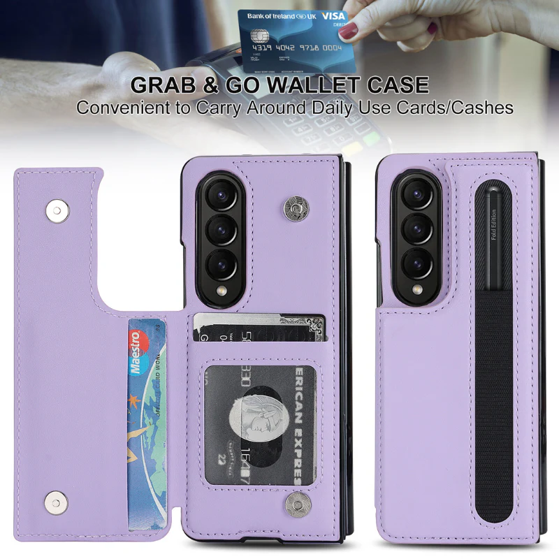 [With Card Slot] Samsung Galaxy Z Fold 6 SM-F956 Dual-clasp Foldable Stand Business Shockproof Wallet Series Case - Image 4