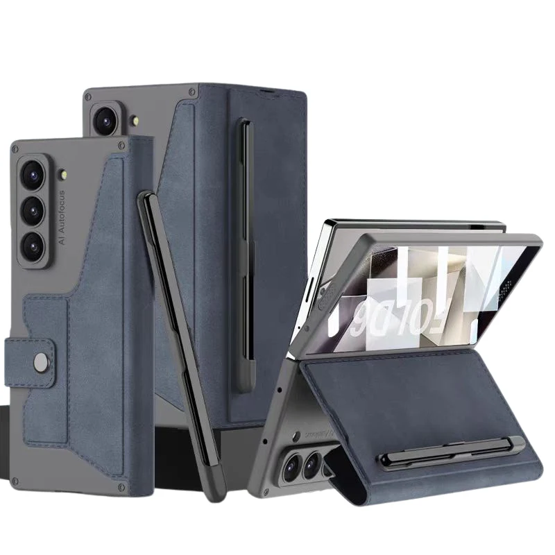[With Card Slot] Samsung Galaxy Z Fold 4 SM-F936 Leather Shockproof Flip Wallet Series Case - Image 16