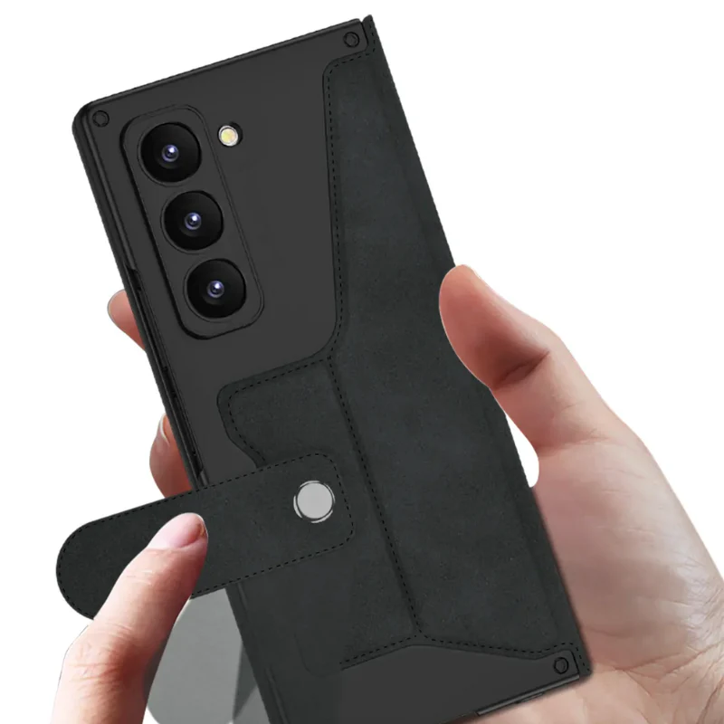 [With Card Slot] Samsung Galaxy Z Fold 4 SM-F936 Leather Shockproof Flip Wallet Series Case - Image 8
