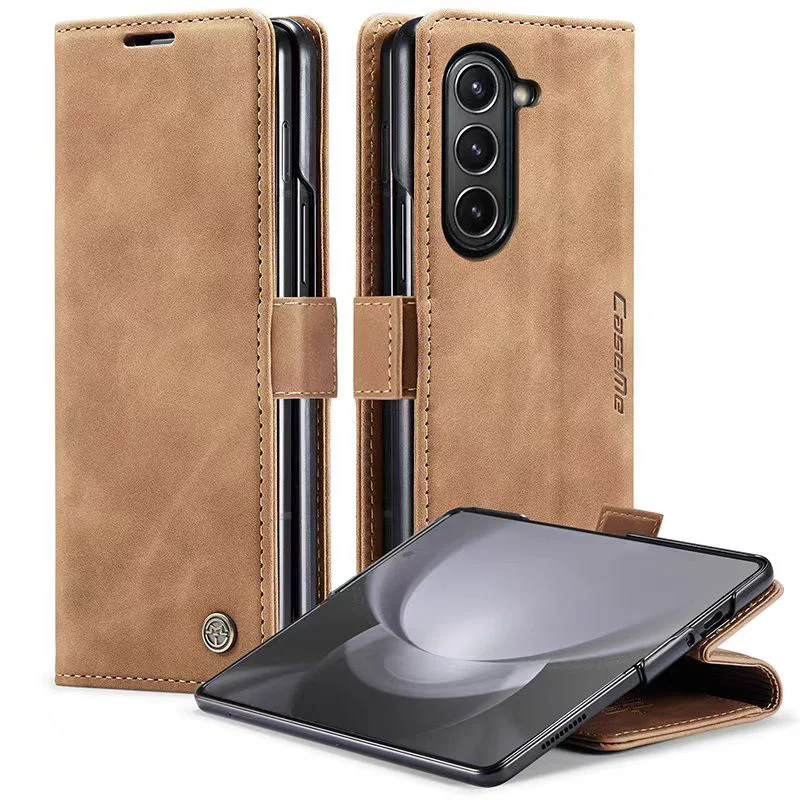 [With Card Slot] Samsung Galaxy Z Fold 6 SM-F956 Matte PU Leather Shockproof Wallet Series Case - Image 11