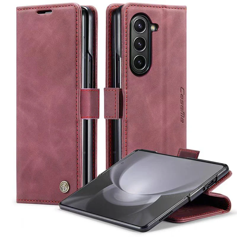 [With Card Slot] Samsung Galaxy Z Fold 6 SM-F956 Matte PU Leather Shockproof Wallet Series Case - Image 13