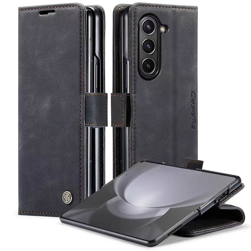 [With Card Slot] Samsung Galaxy Z Fold 6 SM-F956 Matte PU Leather Shockproof Wallet Series Case - Image 2