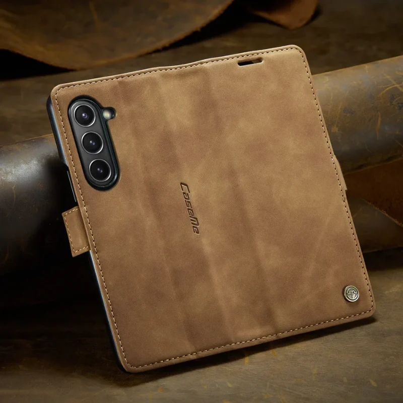 [With Card Slot] Samsung Galaxy Z Fold 6 SM-F956 Matte PU Leather Shockproof Wallet Series Case - Image 4