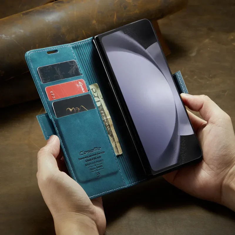 [With Card Slot] Samsung Galaxy Z Fold 6 SM-F956 Matte PU Leather Shockproof Wallet Series Case - Image 5