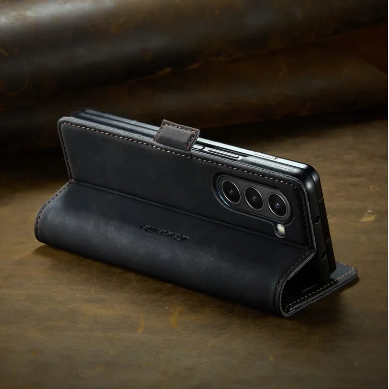 [With Card Slot] Samsung Galaxy Z Fold 6 SM-F956 Matte PU Leather Shockproof Wallet Series Case - Image 6
