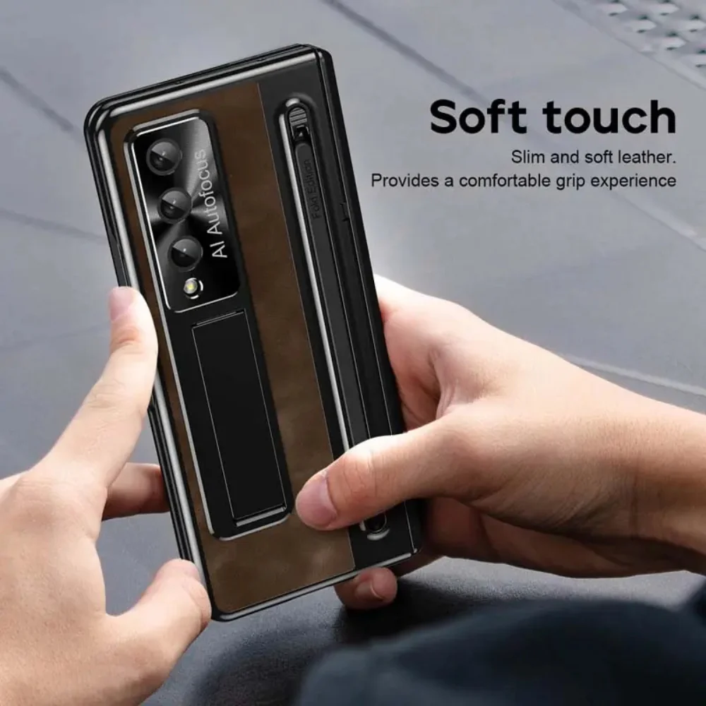 [With Card Slot] Samsung Galaxy Z Fold4 5G (SM-F936) - Retro Leather Folding Stand Series Shockproof Case - Image 9