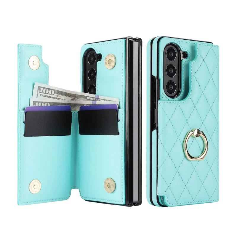 [With Card Slot] Samsung Galaxy Z Fold4 (SM-F936) - Diamond Pattern Folding Ring Wallet Series Case