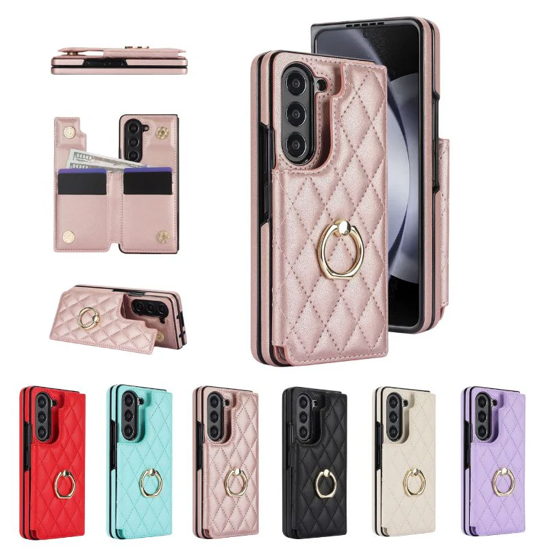 [With Card Slot] Samsung Galaxy Z Fold4 (SM-F936) - Diamond Pattern Folding Ring Wallet Series Case - Image 2