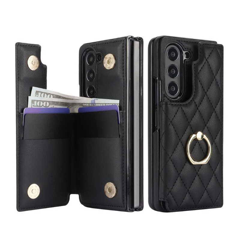 [With Card Slot] Samsung Galaxy Z Fold4 (SM-F936) - Diamond Pattern Folding Ring Wallet Series Case - Image 3