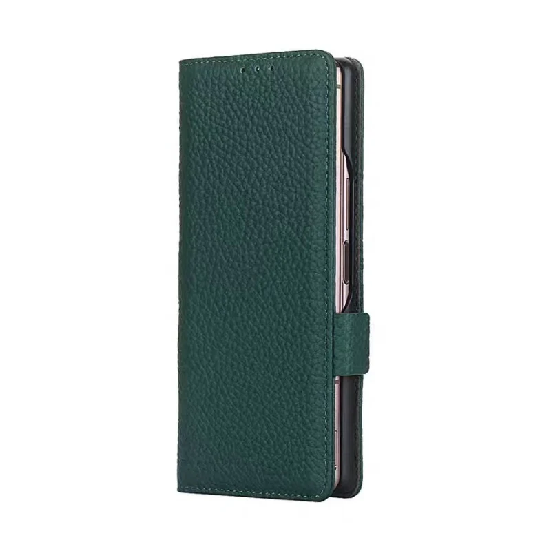 [With Card Slot] Samsung Galaxy Z Fold7 - Genuine Leather Wallet Heavy Duty Business Case - Image 4