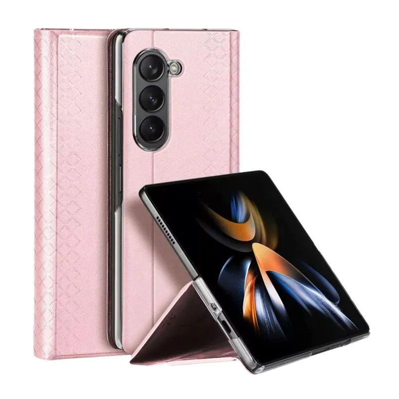[With Card Slot] Samsung Galaxy Z Fold5 - Premium PU Leather Strong Magnetic Foldable Protective Case - Image 7