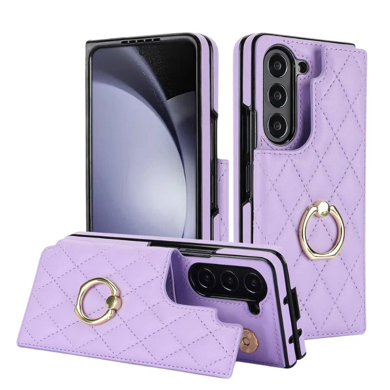 [With Card Slot] Samsung Galaxy Z Fold6 (SM-F956) - Diamond Pattern Folding Ring Wallet Series Case